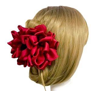 Set of 4 Hair Claw Clips with Large Satin Flower Bow